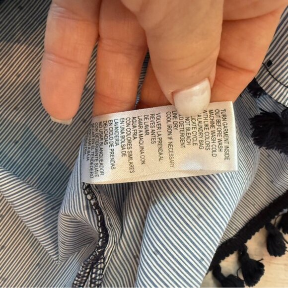 Woman’s Size Large Democracy Sleeveless Button Down Shirt Tassels - Picture 4 of 7